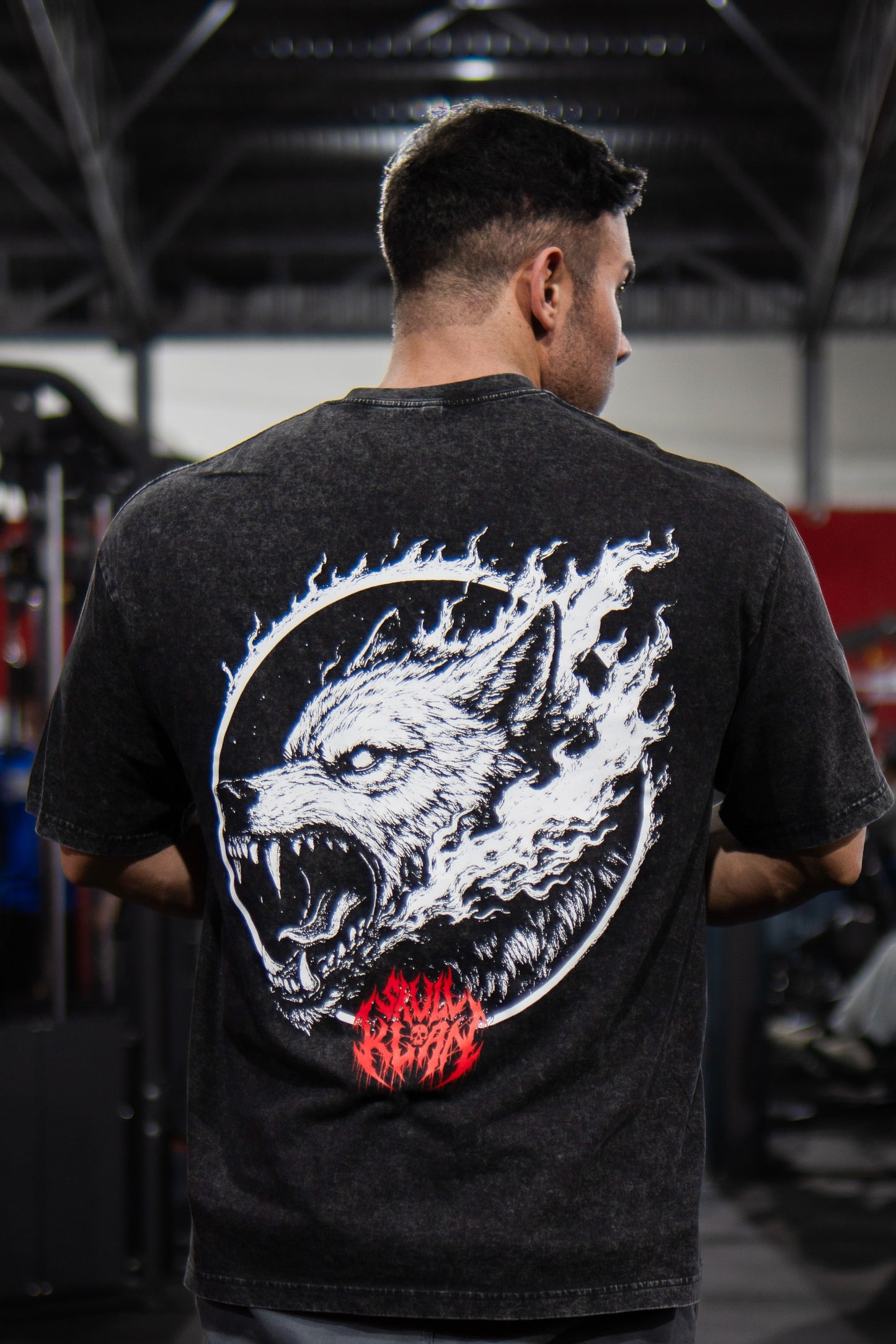 OVERSIZE - BODYBUILDING WOLF - WASHED BLACK