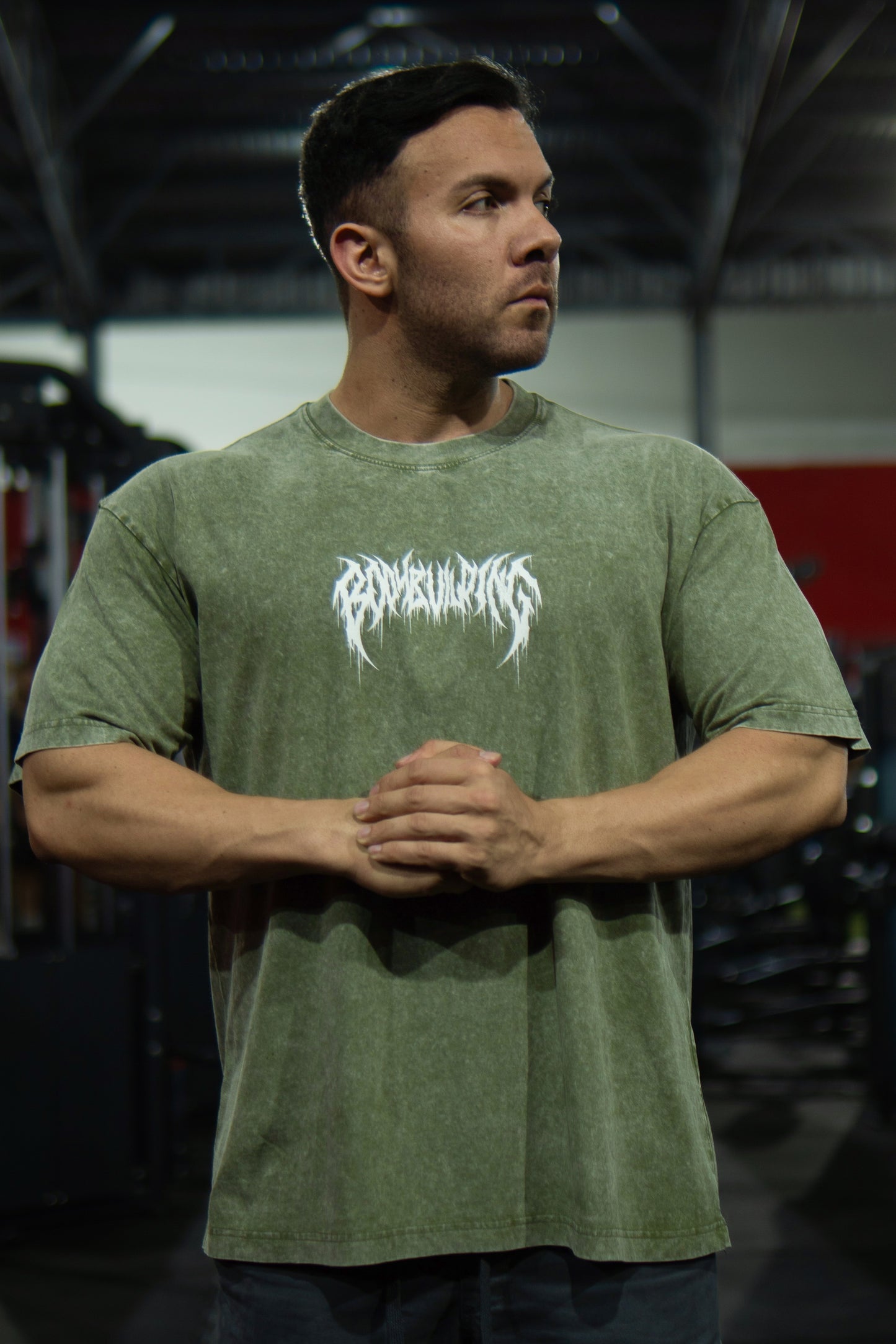OVERSIZE - BODYBUILDING WOLF - WASHED GREEN