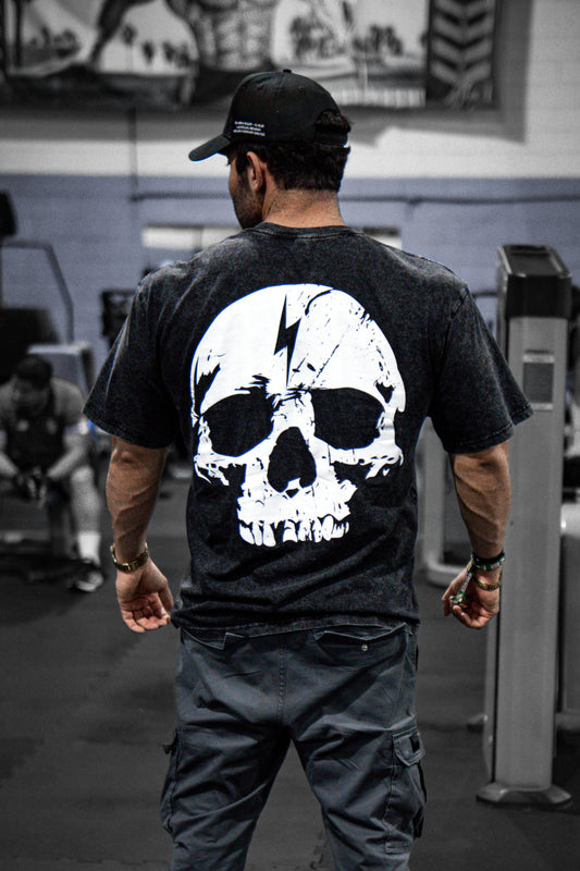 OVERSIZED TEE - SKULL - WASHED BLACK