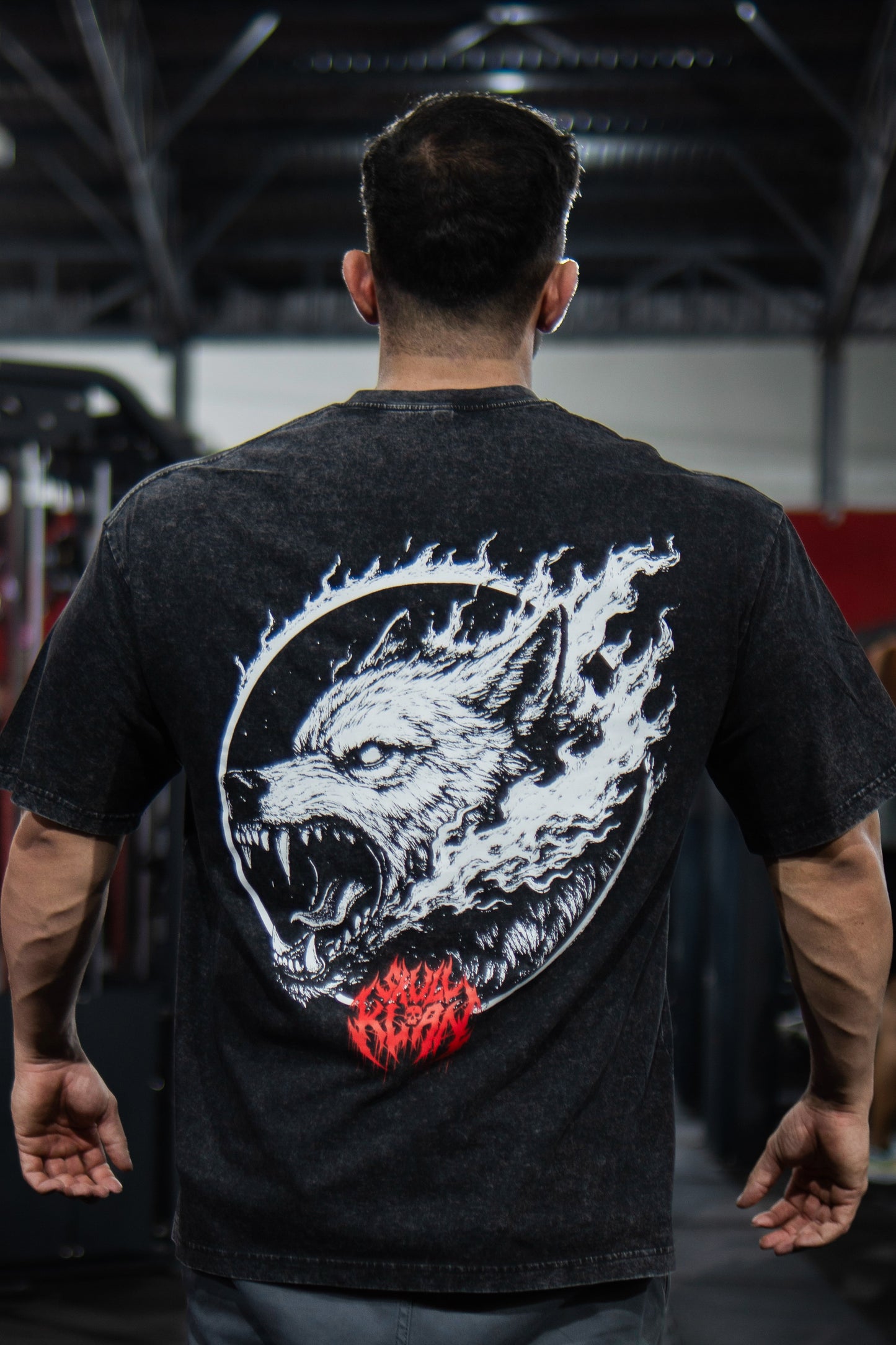 OVERSIZE - BODYBUILDING WOLF - WASHED BLACK