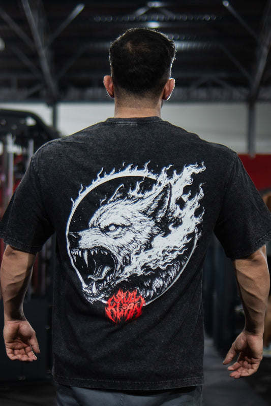 OVERSIZE - BODYBUILDING WOLF - WASHED BLACK