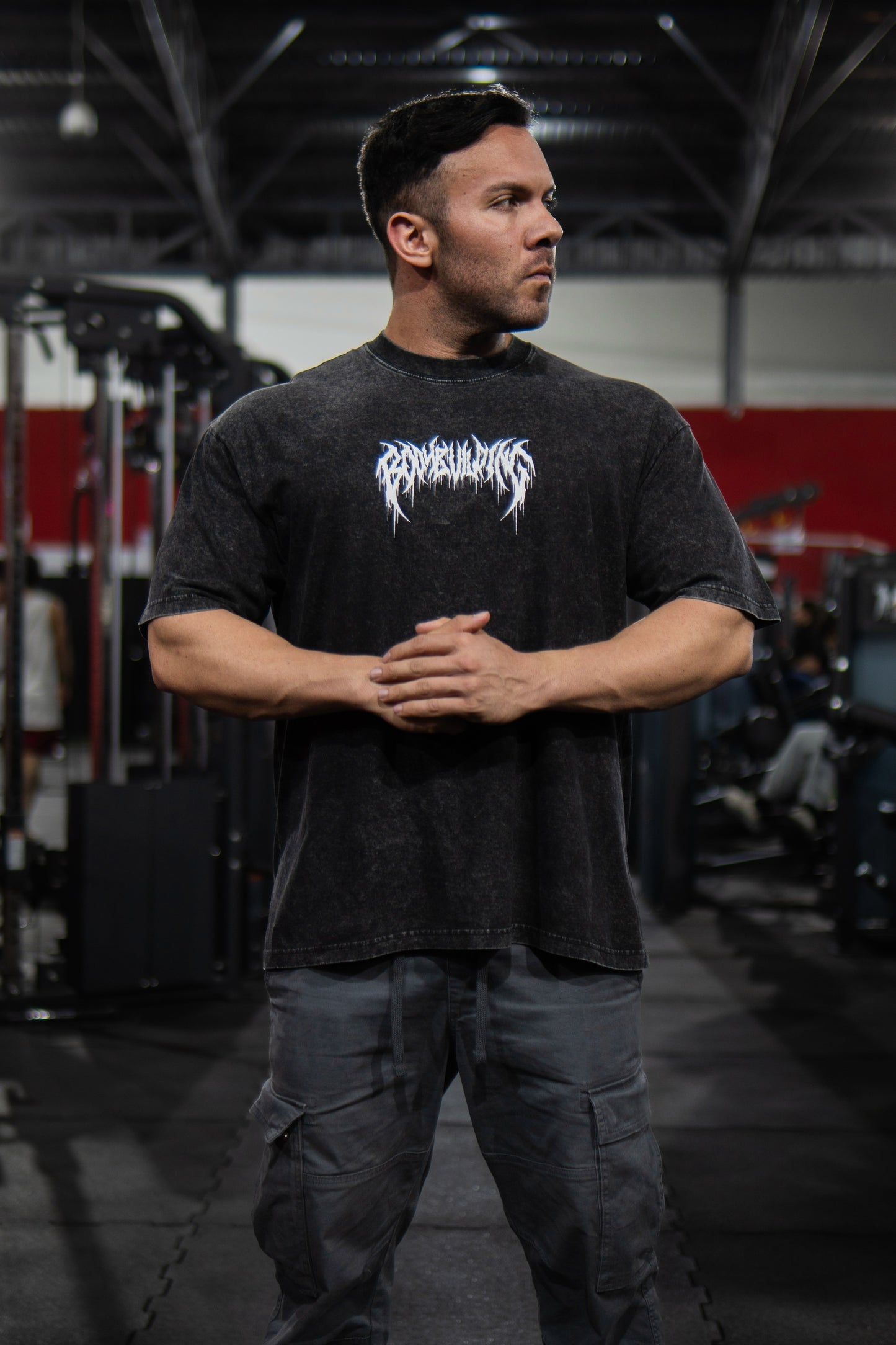 OVERSIZE - BODYBUILDING WOLF - WASHED BLACK
