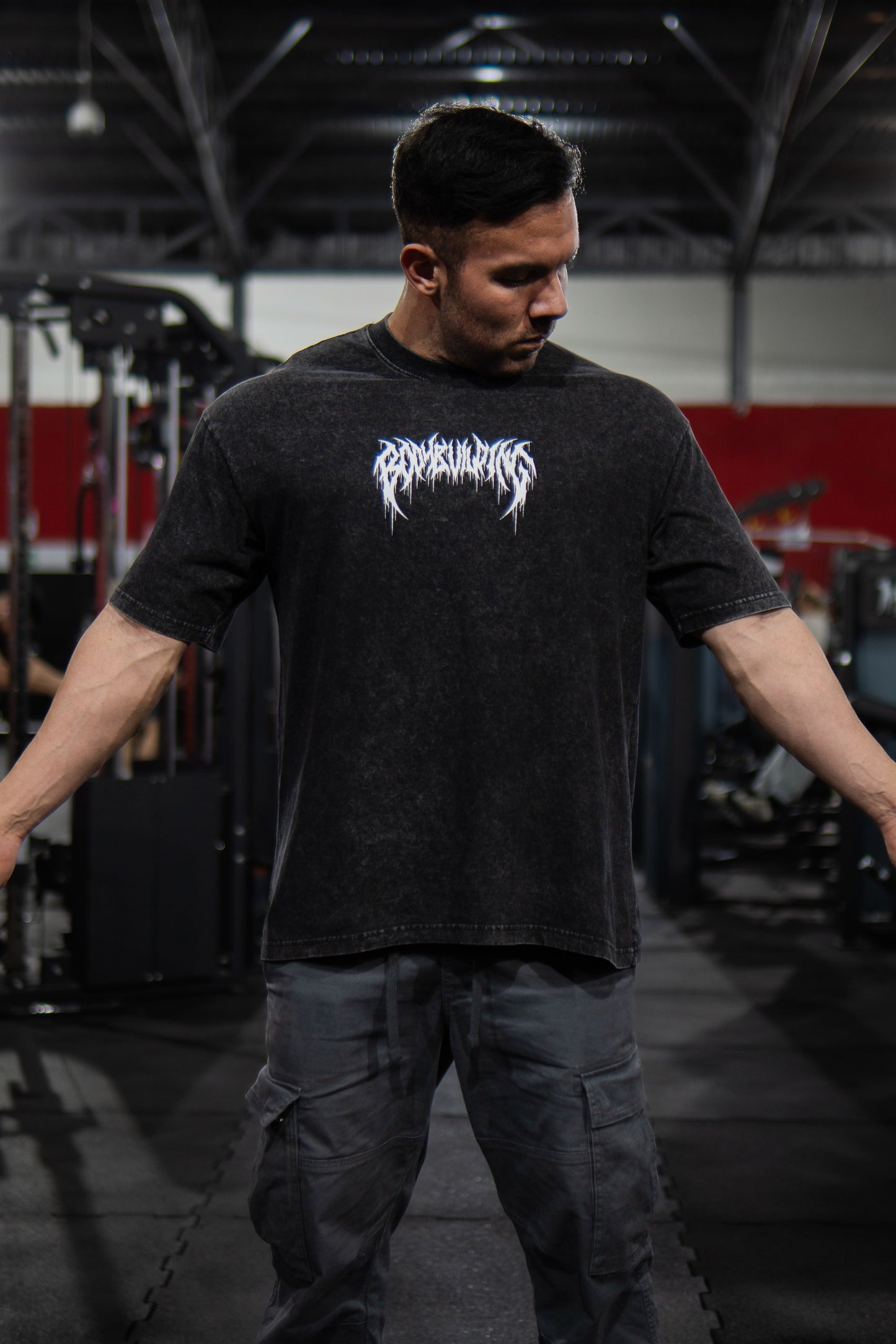 OVERSIZE - BODYBUILDING WOLF - WASHED BLACK