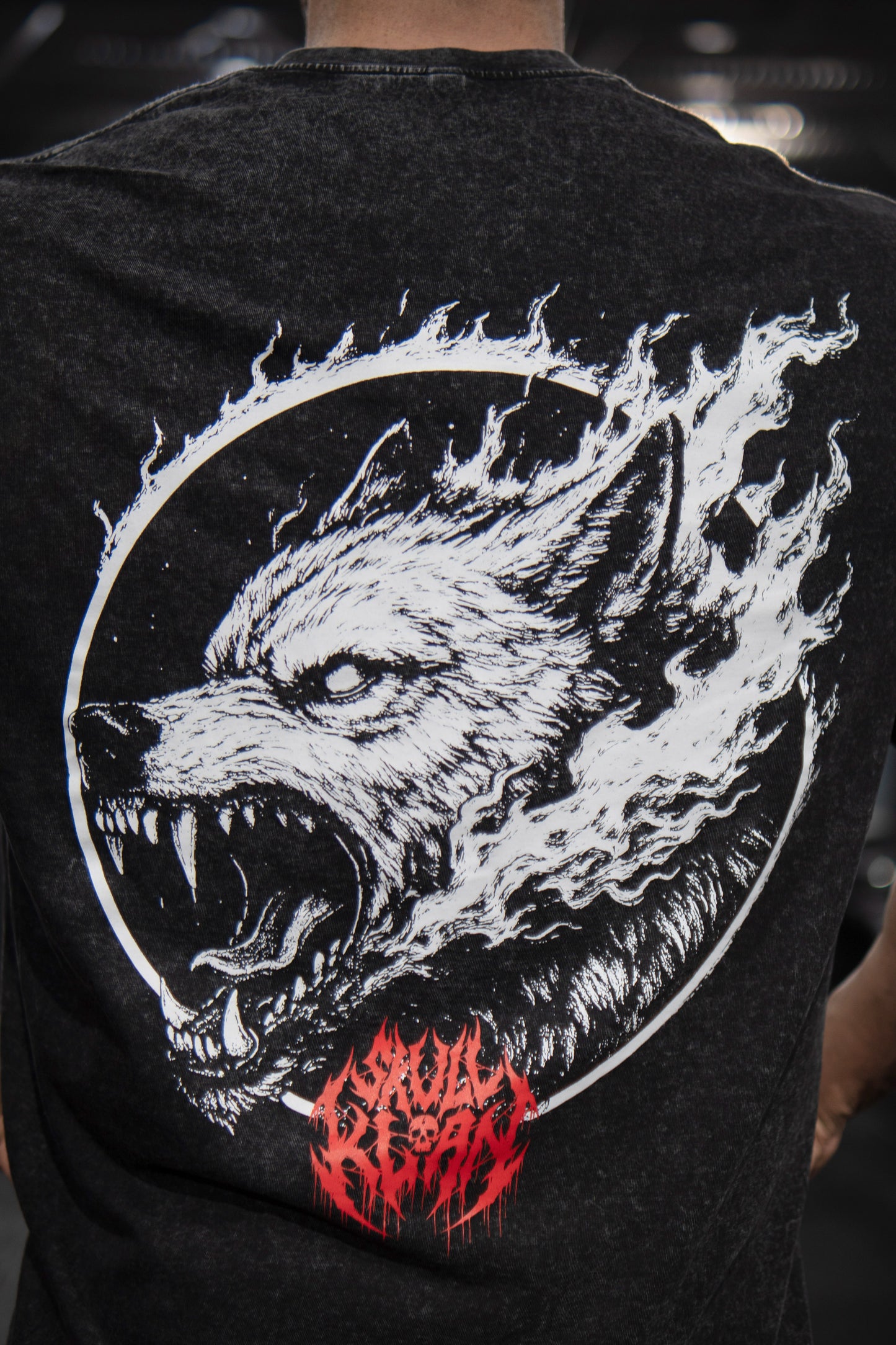 OVERSIZE - BODYBUILDING WOLF - WASHED BLACK