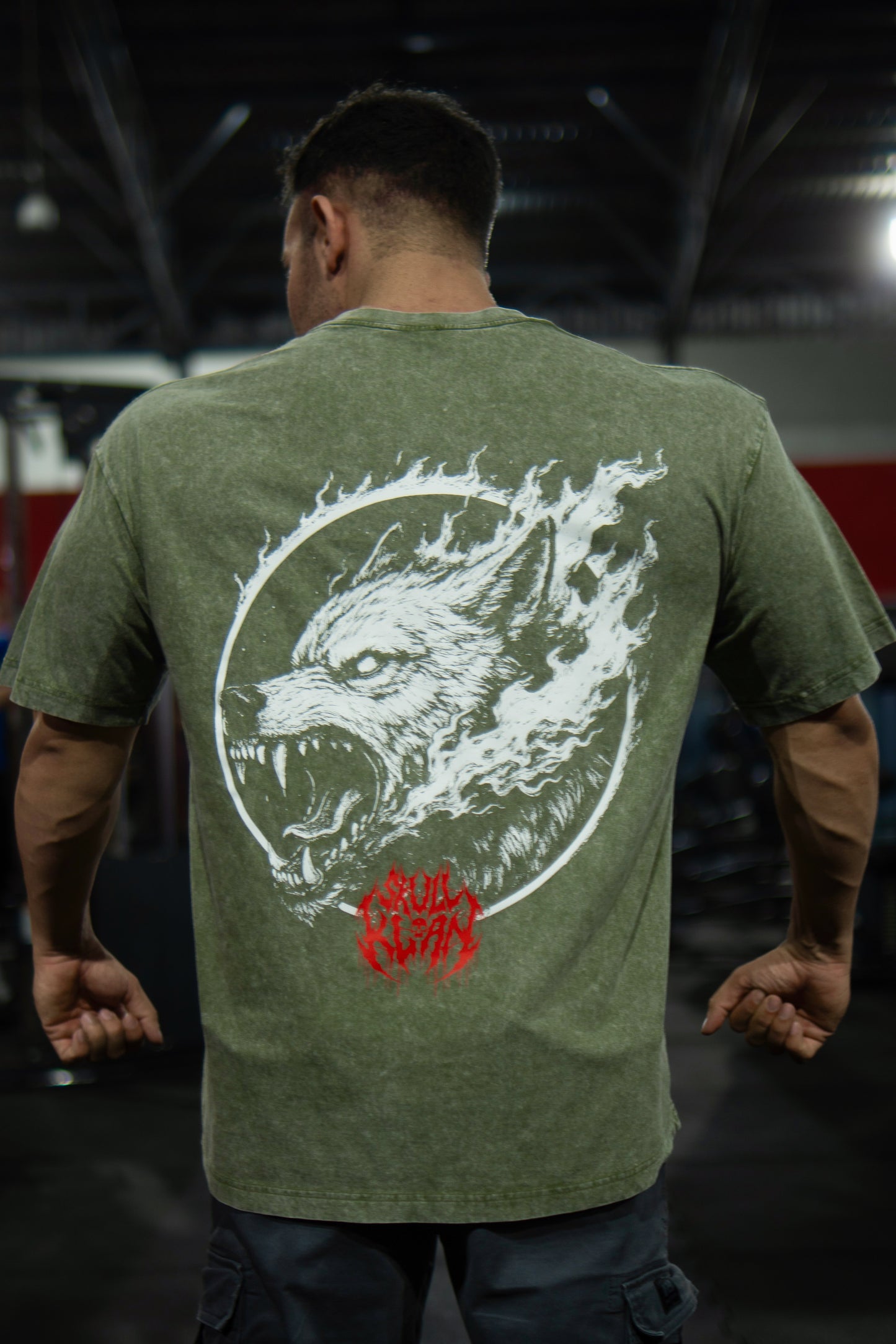 OVERSIZE - BODYBUILDING WOLF - WASHED GREEN